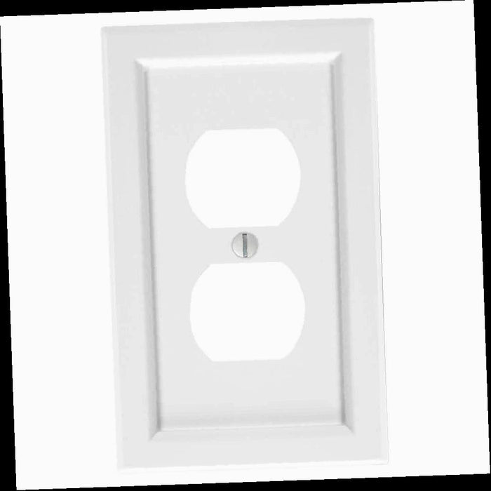 Outlet Wall Plate, Woodmore 1-Gang White Single Outlet Duplex BMC Compound Wall Plate
