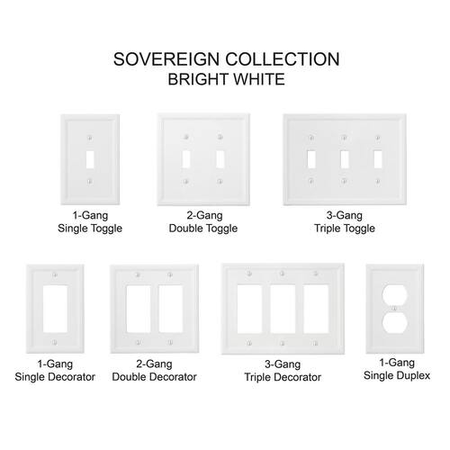 Outlet Wall Plate 1-Gang Bright White Insulated Duplex Stone (1-Pack)