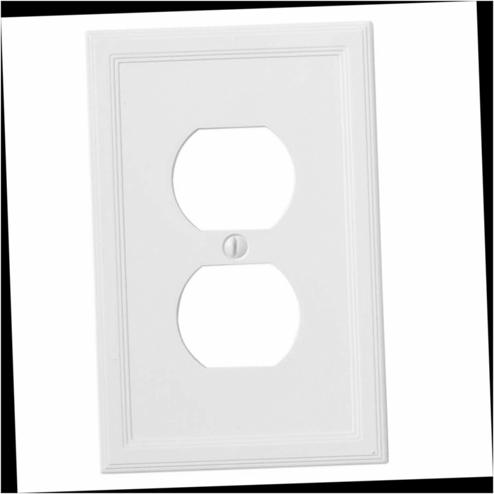 Outlet Wall Plate 1-Gang Bright White Insulated Duplex Stone (1-Pack)