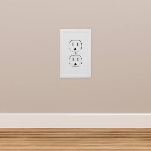 Outlet Wall Plate 1-Gang Bright White Insulated Duplex Stone (1-Pack)