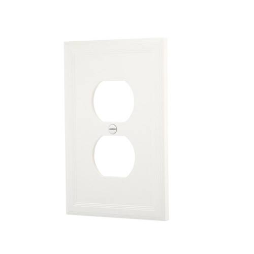 Outlet Wall Plate 1-Gang Bright White Insulated Duplex Stone (1-Pack)