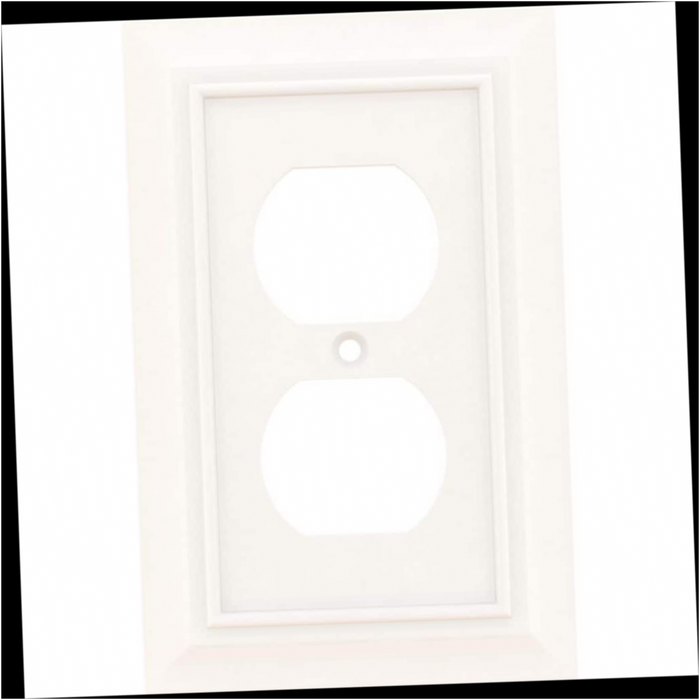 Wall Plate Single Duplex 1-Gang Derby White (1-Pack)