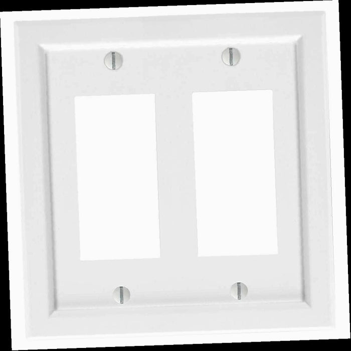 Outlet Wall Plate, Woodmore 2-Gang Rocker Wood Wall Plate - White