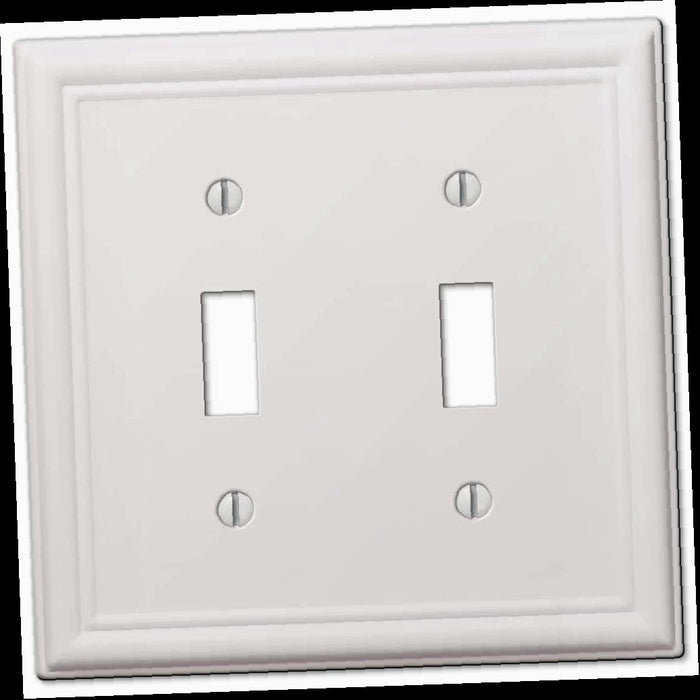 Outlet Wall Plate, Ascher 2 Gang Toggle Steel Wall Plate - White