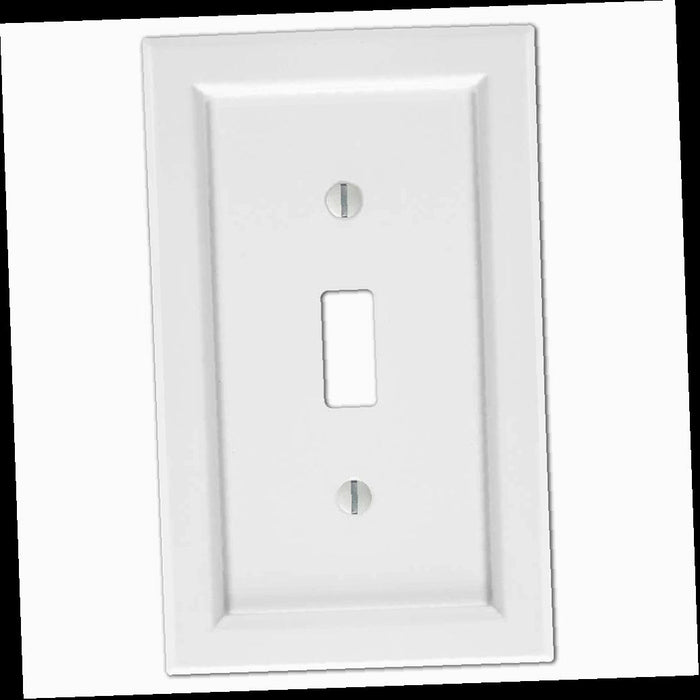 Outlet Wall Plate, Woodmore 1 Gang Toggle Wood Wall Plate - White