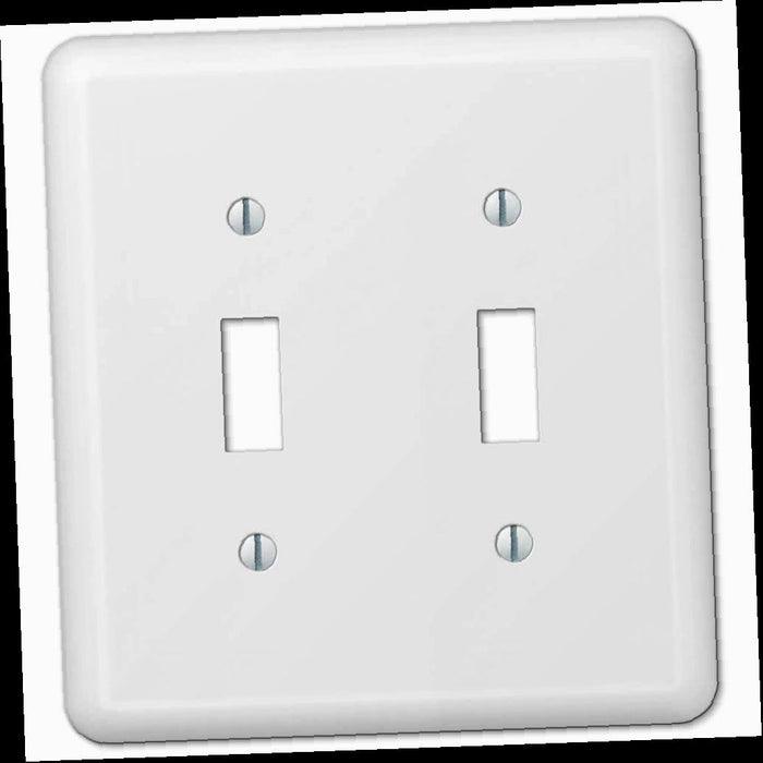 Outlet Wall Plate, Declan 2 Gang Toggle Steel Wall Plate - White