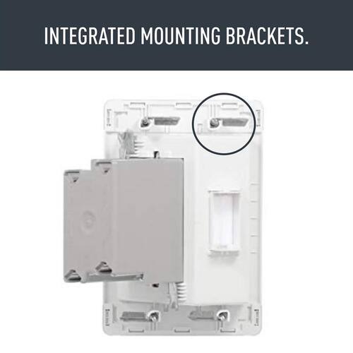 TV Media Box Kit 1 Gang Recessed with Surge Suppressing Outlet and Low Voltage Inserts, White.