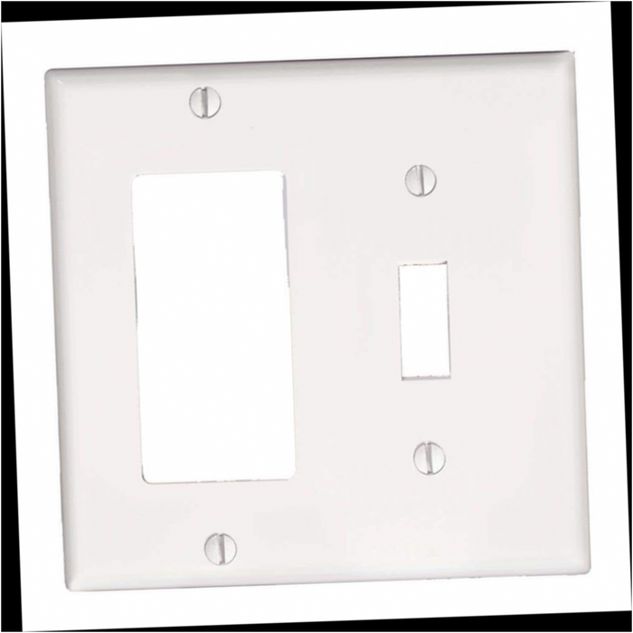 Wall Plate   2-Gang 1-Toggle/1-Decorator/Rocker White (1-Pack)