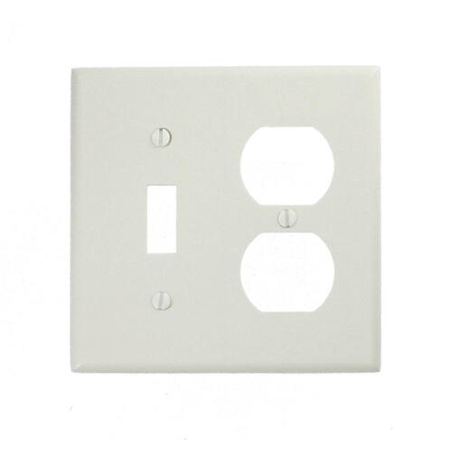 Wall Plate 2-Gang 1-Toggle/1-Decorator/Rocker White (1-Pack)