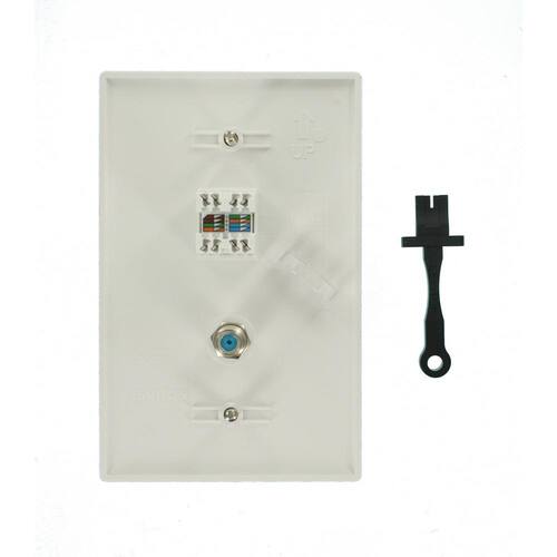 Data Jack Wall Plate 1-Gang White (1-Pack)