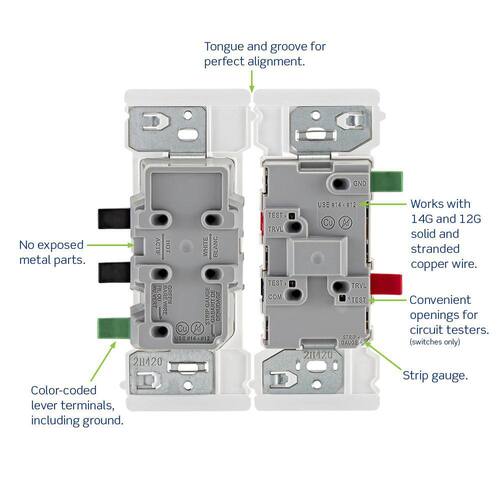 Single Pole Switch 15 Amp Decora Edge, White 10-Pack