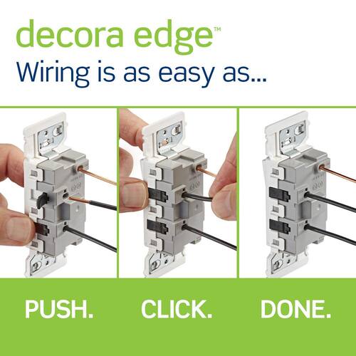 Single Pole Switch 15 Amp Decora Edge, White 10-Pack