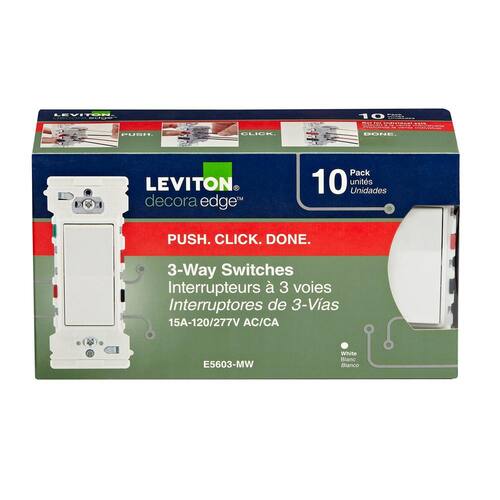 Switch 15 Amp 3-Way Decora Edge White 10-Pack