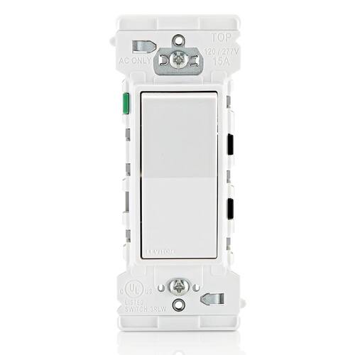 Single Pole Switch 15 Amp, White Decora Edge