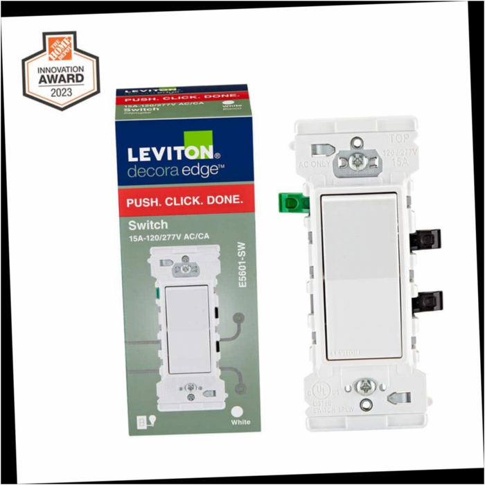 Single Pole Switch 15 Amp, White Decora Edge