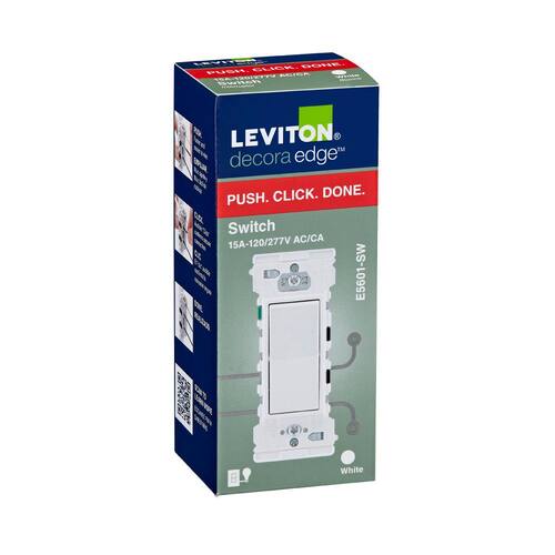 Single Pole Switch 15 Amp, White Decora Edge