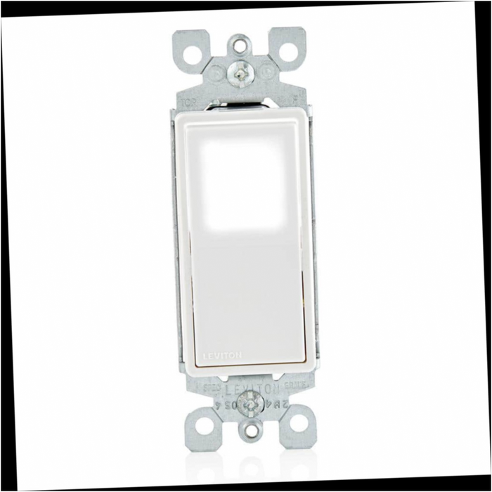 Rocker Switch 3-Way LED Illuminated Decora Grounding, White Residential Grade 15 Amp 120-Volt/277-Volt AC Quiet