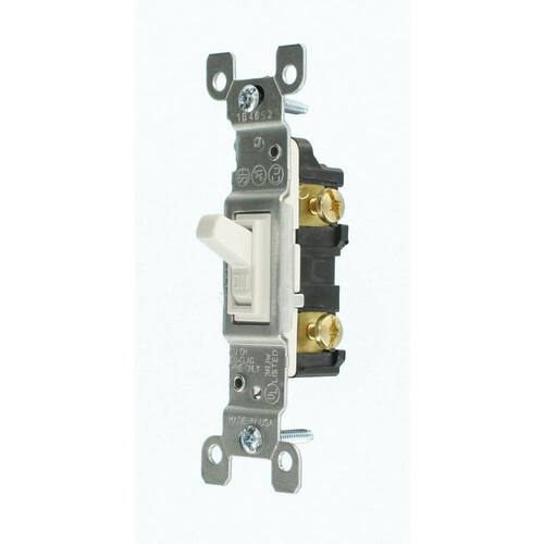 Toggle Light Switch Single-Pole White 15 Amp