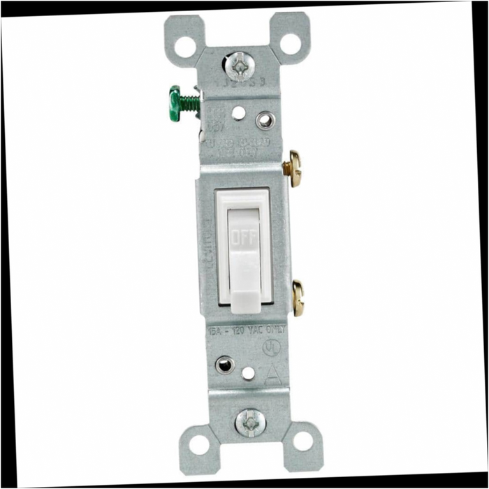 Toggle Light Switch Single-Pole White 15 Amp