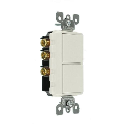 AC Combination Switch 15 Amp 3-Way, White Decora