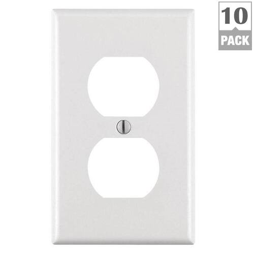 Outlet Wall Plate White Duplex 1-Gang (10-Pack)