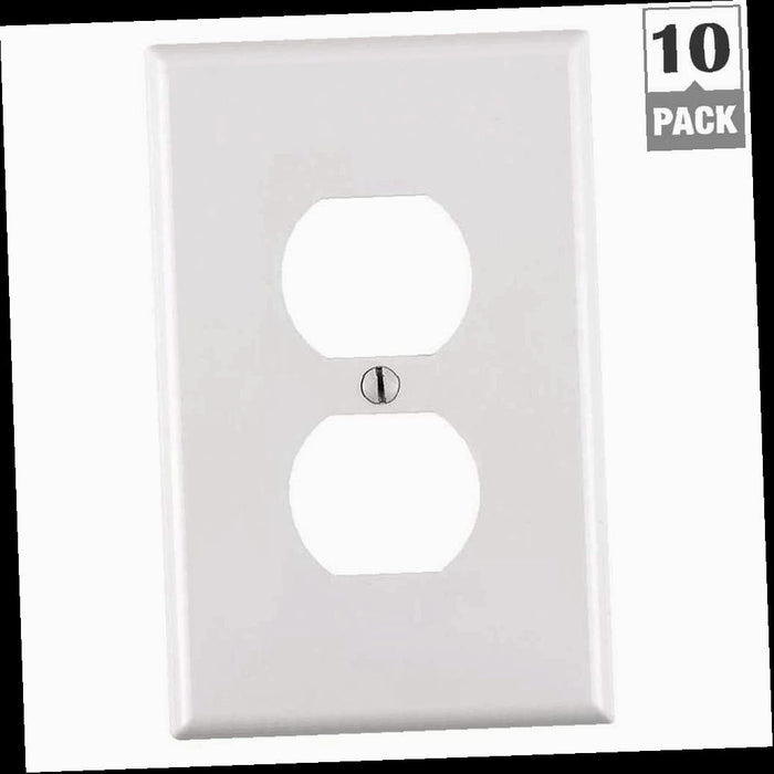 Outlet Wall Plate, 1-Gang White Midway Duplex Outlet Nylon Wall Plate (10-Pack)
