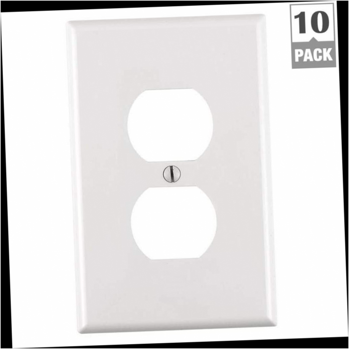 Wall Plate 1-Gang White Midway Duplex Outlet Nylon (10-Pack)