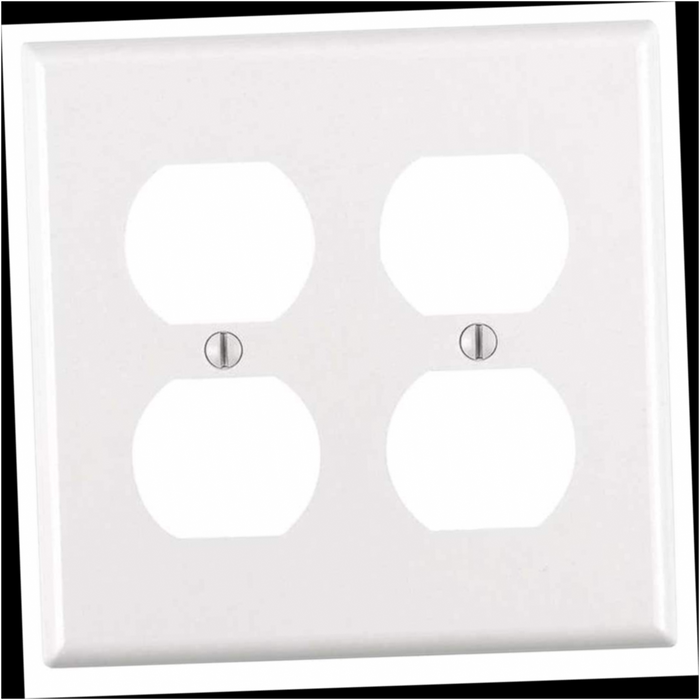 Outlet Wall Plate 2-Gang Duplex White (1-Pack)