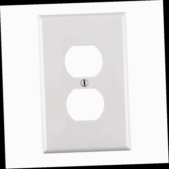 Outlet Wall Plate, 1-Gang Midway Duplex Outlet Nylon Wall Plate, White