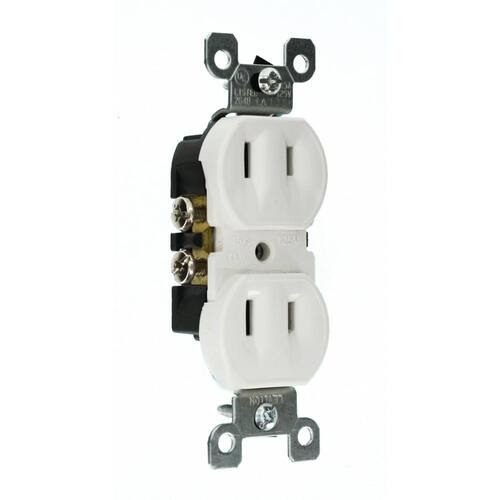 Duplex Outlet 2-Wire White 15 Amp