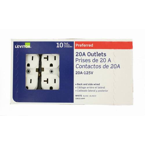 Duplex Outlet Commercial Grade 20 Amp White (10-Pack)