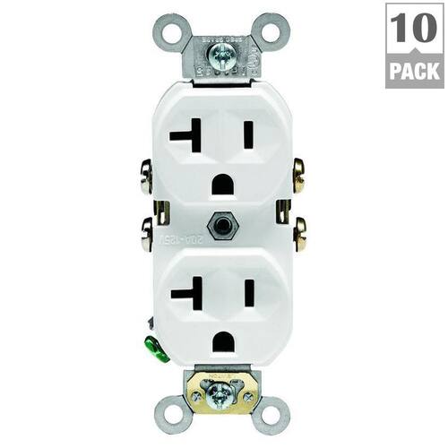 Duplex Outlet Commercial Grade 20 Amp White (10-Pack)