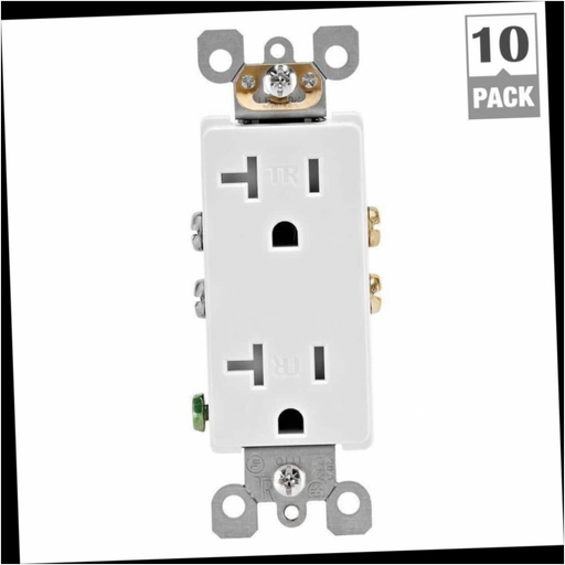 Duplex Outlet Tamper Resistant White 20 Amp (10-Pack)