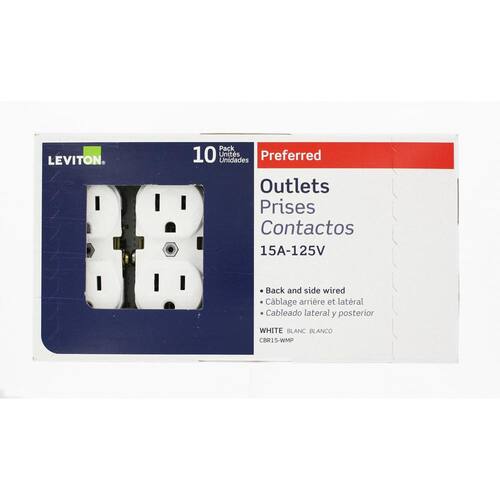 Duplex Outlet Commercial Grade White 15 Amp (10 Pack)