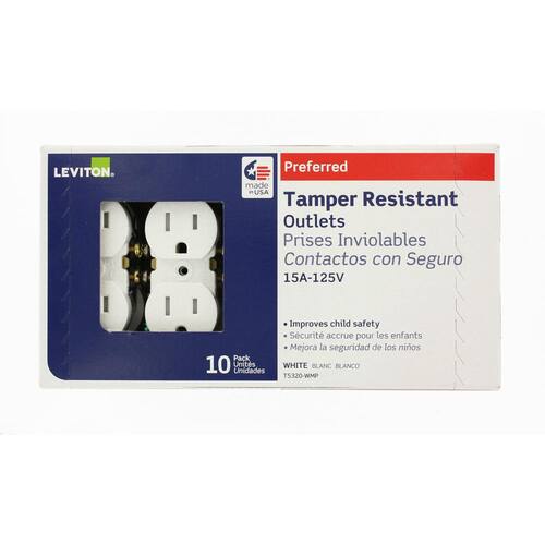 Duplex Outlet Tamper-Resistant White 15 Amp (10-Pack)