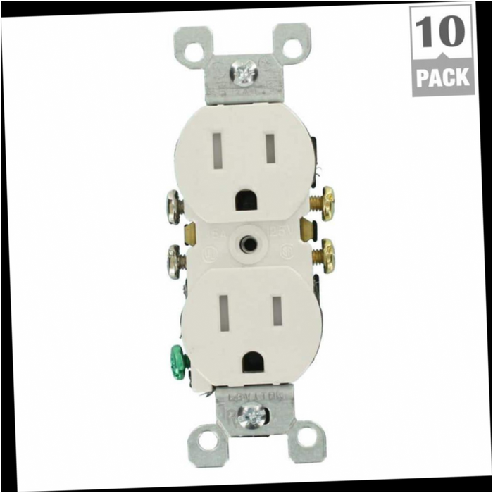 Duplex Outlet Tamper-Resistant White 15 Amp (10-Pack)