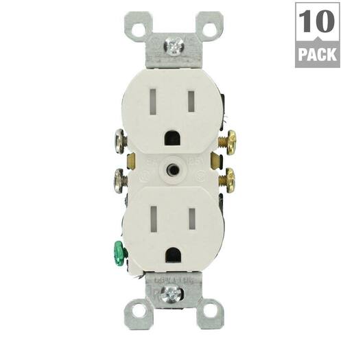 Duplex Outlet Tamper-Resistant White 15 Amp (10-Pack)