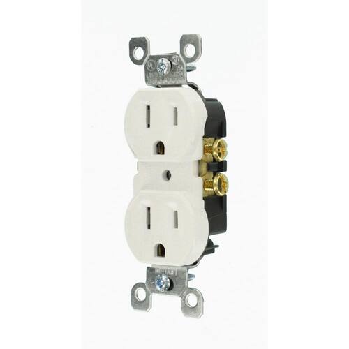 Duplex Outlet Grounding White 15 Amp Residential Grade (10-Pack)