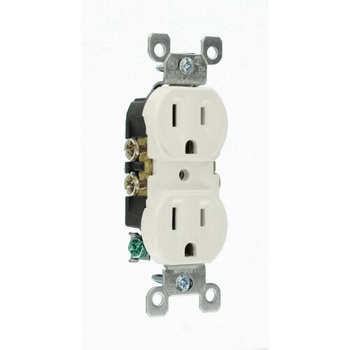 Duplex Outlet Grounding White 15 Amp Residential Grade (10-Pack)