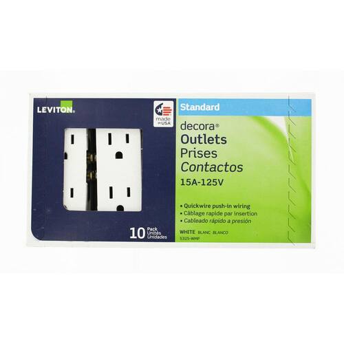 Duplex Outlet Grounding Residential Grade White 15 Amp (10-Pack)