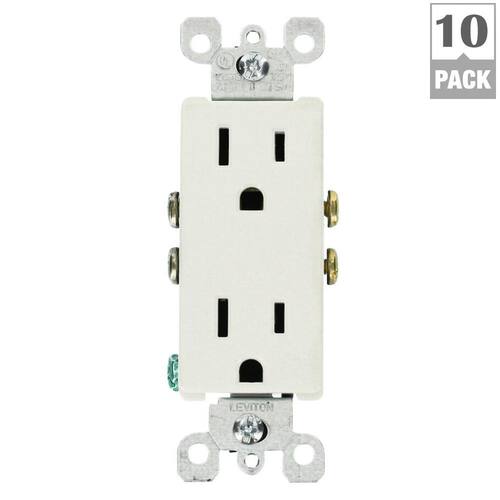 Duplex Outlet Grounding Residential Grade White 15 Amp (10-Pack)