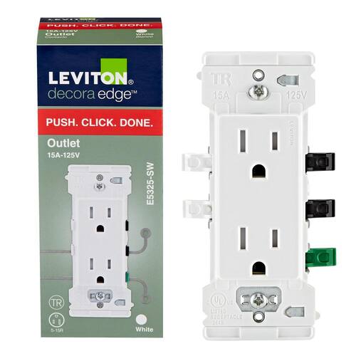 Duplex Outlet Tamper-Resistant White 15 Amp Decora Edge