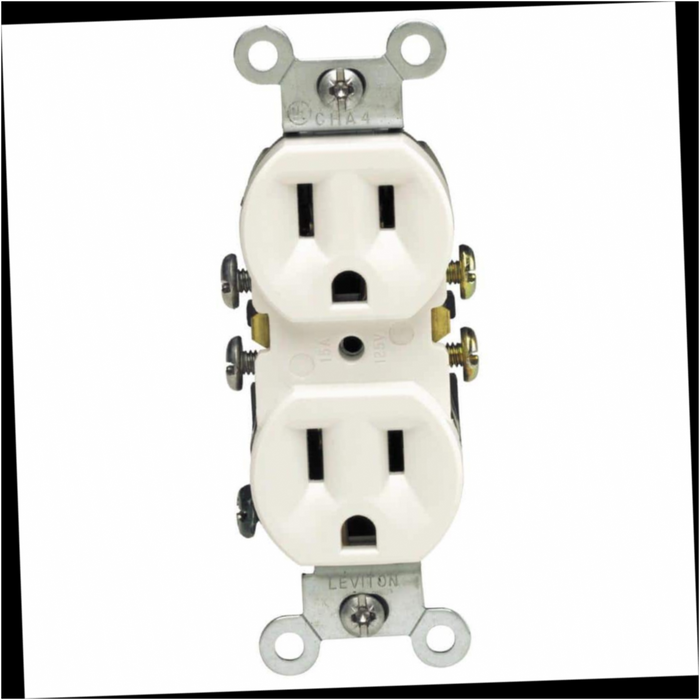 Grounding Duplex Outlet 15 Amp Residential Grade, White