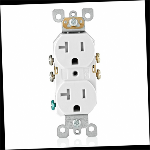 Outlet Duplex Tamper Resistant Self Grounding 20 Amp Residential Grade, White