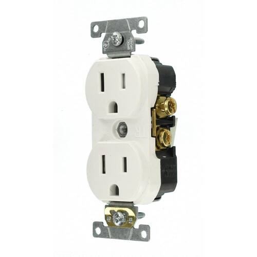 Duplex Outlet Commercial Grade Tamper Resistant White 15 Amp 1pc.