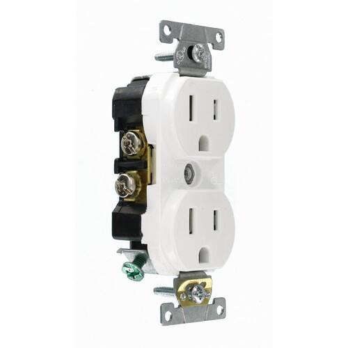 Duplex Outlet Commercial Grade Tamper Resistant White 15 Amp 1pc.