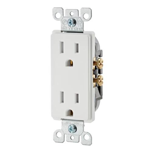 Outlet Tamper Resistant 15 Amp Duplex White Decora