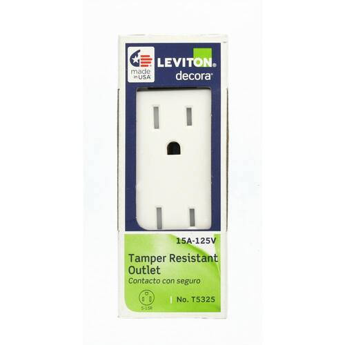 Outlet Tamper Resistant 15 Amp Duplex White Decora