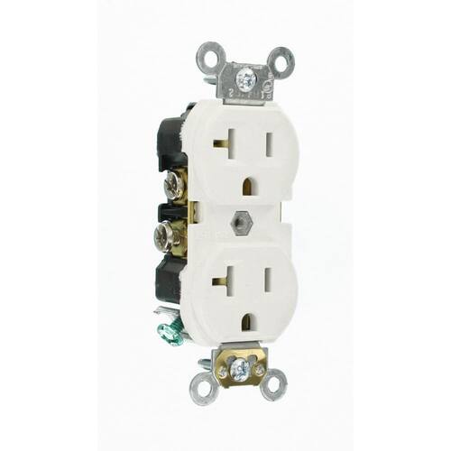 Duplex Outlet Commercial Grade 20 Amp White.