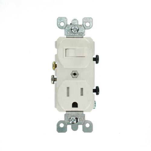 Combination Switch and Outlet White Tamper-Resistant 15 Amp